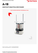 Operating manual Heavy Duty Analytical Sieve Shaker ANALYSETTE 18